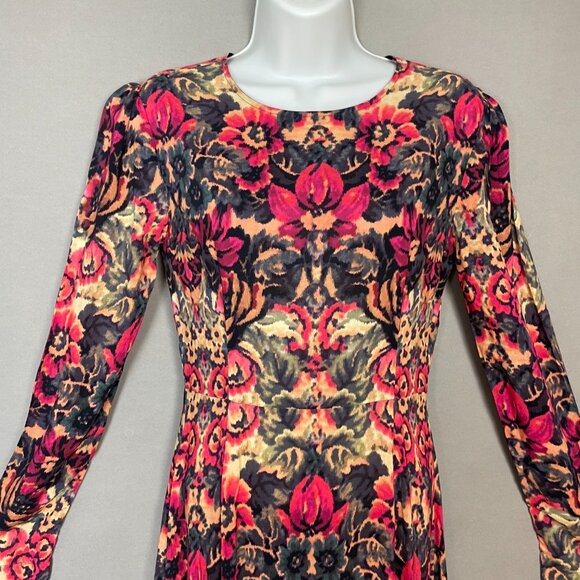 Sam & Lavi Anthropologie Selma Dress Midi Floral Graphic Size XS Peekaboo Back - Picture 6 of 13